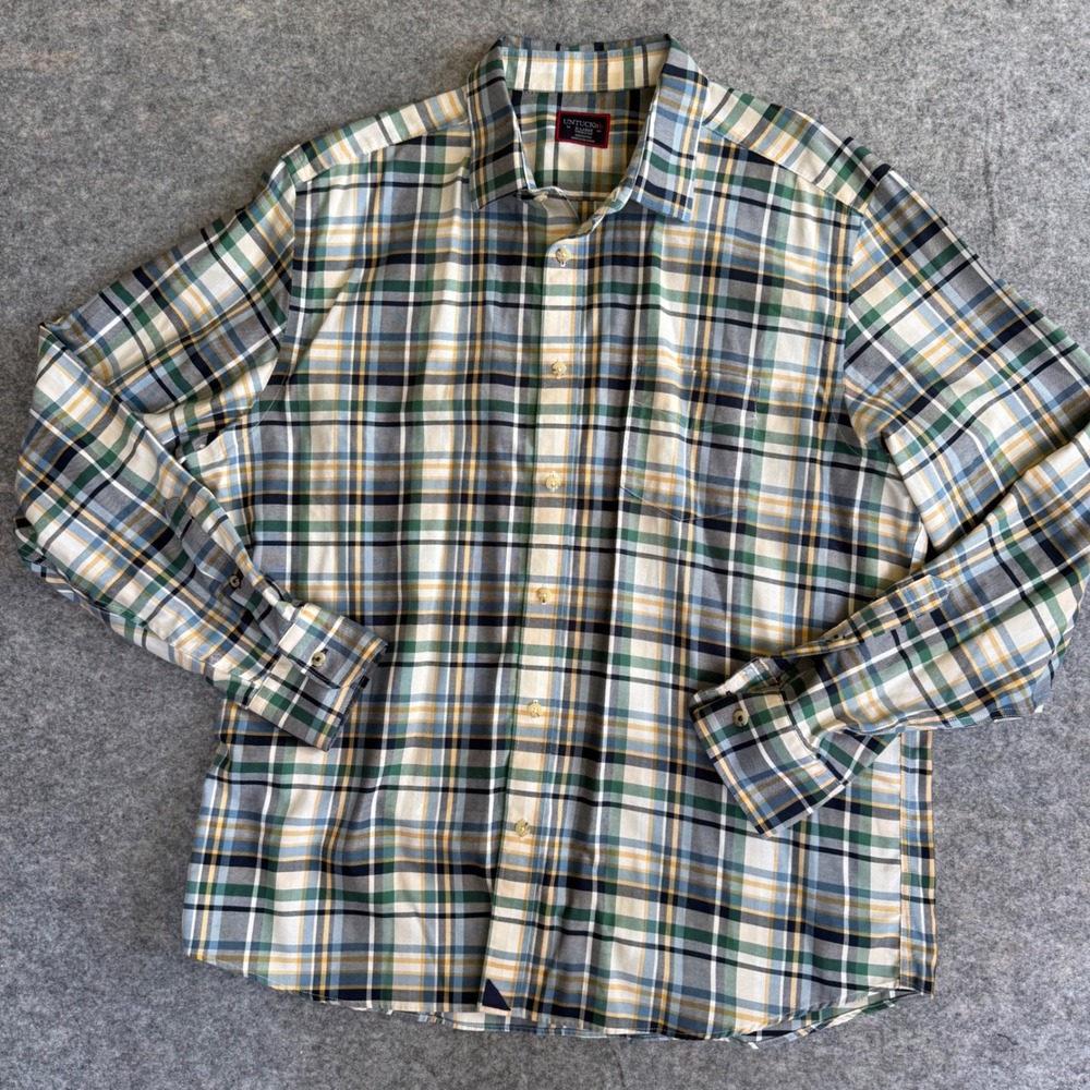 UNTUCKit Terrango-WF Plaid Button Down Shirt Mens XL Wrinkle Free Green 41357 - Picture 2 of 8